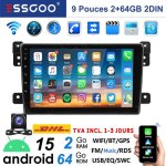 64go autoradio 9 pouces android 15 carplay voiture pour suzuki grand vitara 2005 - 2015 �cran tactile ...