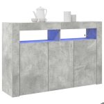 [68798]buffet bahut meublechic commode meuble de rangement gris b�ton 116x30x75 cm bois ding�nieriepoids:38. ...