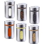 6pcs bo�tes � �pices pot epice bocaux � �pices en acier inoxydable pots � �pices avec couvercle pivotant ...