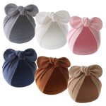 6pcs chapeau turban en coton avec oreilles de lapin pour bb fille et garon bonnet avec n?ud de fleur ...