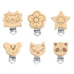 6pcs clip attache tetine bois animal sucette clip pices attache sucette bois attache sucette en bois ...