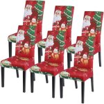 6pcs housse de chaise extensible noël imprimé couverture de chaise pour salle à manger amovible revêtement ... 6pcs housse de chaise extensible noël imprimé couverture de chaise pour salle à manger amovible revêtement ...
