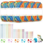 6pcs pelotes de laine pour crochet aiguilles coudre et �pingles : laine de coton pour crochet laine �paisse ...