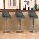 6pcs de tabourets de bar chaise de bar en simili cuir pu avec si�ge dossier bien rembourr� gris