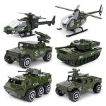 6pcs v�hicules jouets petite militaire voiture jouet tank jeep h�licopt�re petits cadeaux de anniversaire ...