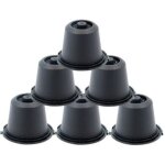 Capsules rechargeables nespresso - htowsn - 6x noires - utilisables 30  50 fois - cylindriques - plastique ...