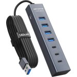7 port hub usb 3. 0 aluminium hub avec 180cm c�ble pour pc bureau usb adaptateur multiport avec 4 usb ...
