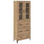 [7241302]enfilade meuble haut - buffet de salonmeuble de rangement montage mural ch�ne artisanal 695x34x180 ...