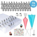 74pcs kit de dcoration de gteaux 48pcs douilles poche  douille ustensiles de ptisserie pour gteaux ...