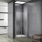 Porte de douche pivotante & réglable - 75x195cm - gris - verre trempé - transparent - 6mm Porte de douche pivotante & réglable - 75x195cm - gris - verre trempé - transparent - 6mm
