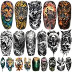 77 feuilles de tatouages temporaires m�caniques moto cr�ne flamme fleur pour adultes �paules et coupetits ...