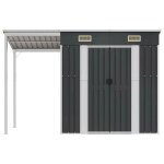 [77908]abri de jardin avec toit prolong� anthracite 277x107x181 cmpoids:41. 56 kg