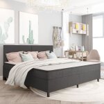 79442home new?) jills cadre de lit pour adulte - sommier tapissier  lattes gris tissu 200x200 cm design ...