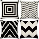 7house 4 pcs housses de coussin carr� en coton lin 45x45cm g�om�trique d�coration de maison canap� lit ...
