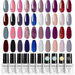 7ml 24pcs 20 couleurs vernis semi permanent noir nude rose rouge vert violet gris paillettes vernis � ...