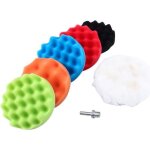 7pcs 4 ponge de polissage fartage kit de tampons lustrage polisseuse voiture + m10 adaptateur de foret ...