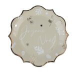 8 assiettes carton botanic no�l 23cm vert de gris vert