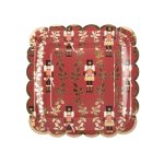 8 assiettes carton carr� casse - noisette 23cm rouge rouge