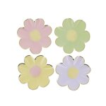 8 assiettes carton fleurs 18cm pastel multicolore - vaisselle de f�te