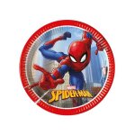 8 assiettes en carton spiderman fighter 20 cm - rouge