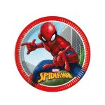 8 assiettes en carton spiderman fighter 23 cm - rouge