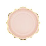8 assiettes rose poudr� bordures dor�es 23 cm - rose