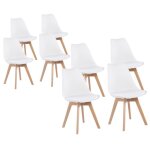 8 chaises tulipes salle � manger scandinaves bm home salle de bureau pieds en bois de h�tre massif blanches ...