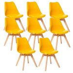 8 chaises tulipes salle � manger scandinaves bm home salle de bureau pieds en bois de h�tre massif colorie ...