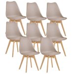8 chaises tulipes salle � manger scandinaves bm home salle de bureau pieds en bois de h�tre massif couleur ...