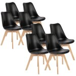 8 chaises tulipes salle � manger scandinaves bm home salle de bureau pieds en bois de h�tre massif noirs ...