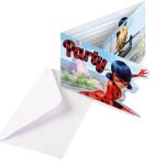 Cartes dinvitations - miraculous - 8 invitations - rose - enfant - mixte