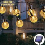 8 - modes led guirlande solaire lumineuse multicolores 7m avec 50 balles ip65 pour int�rieur ext�rieur ...