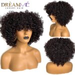 8 pouces - verser180% - perruques afro brsiliennes crpues et boucles coupe courte au carr avec frange ...