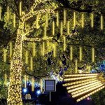 8 tubes 30cm 144led solaire m�t�ores pluie lumi�res guirlandes lumineuses imperm�able lumiere de noel ...