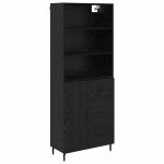 [8078822]enfilade meuble haut - buffet de salonmeuble de rangement avec tiroir ch�ne noir 695x34x180 ...