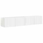 [8082990]meuble tv flottante console de divertissement meuble tv mural 2 pcs blanc brillant 60x31x29. ...