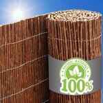 80x600 brise - vue canisse osier naturel - cl�ture jardin pare - soleil balcon bois