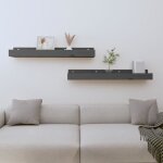 823591 vidaxl tagres murales 2 pcs gris 80x12x9 cm bois de pin massif