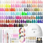 82pcs kit ongle gel uv complet avec lampe 55 couleurs kit vernis semi permanent avec brillant mat top ...