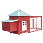 843deco - top poulailler spacieux 6 - 8 poules poul cage clapier - joli poulailler avec nichoir rouge ...