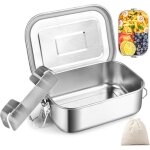 850ml bo�te � bento en acier inoxydable lunch box inox avec compartiment et sac anti fuite passe au lave ...