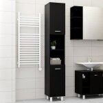 Armoire de salle de bain deco - colonne salle de bain noir 30x30x179 cm aggloméré hot maison Armoire de salle de bain deco - colonne salle de bain noir 30x30x179 cm aggloméré hot maison