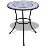 87989home new?) jills table de bistro table dext�rieur bleu et blanc 60 cm mosa�que design stable & chic ...