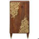 (88622)neufcommode cuisine / buffet - pour salon - avec porte marron 40x33x75cm - bois de mangue massif ...