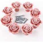 8pcs poigne bouton rose cramique en couleur de rose pour meuble armoire placard commode diamtre: 4cm. ...