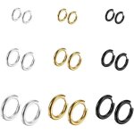 9 paires acier inoxydable boucles doreilles anneaux pour homme femme fille boucle oreille homme argent ...