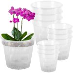 9 pi�ces pots � orchid�es transparents en plastique avec trous de drainagelot de pots de fleur pour plantes ...