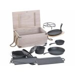 Ustensiles de cuisine en fonte - 9 pi�ces - classique - bo�te de rangement