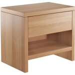Table de chevet en htre massif naturel style moderne avec 1 tiroir et niche 90. 20 - k39