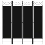 905&{home} paravent belle finition �cran dint�rieur - cloison de s�paration salon 4 panneaux noir 160 ...